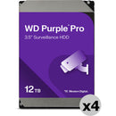 WD 12TB Purple Pro 7200 rpm SATA III 3.5" Internal Surveillance Hard Drive (Retail, 4-Pack)