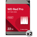 WD 22TB Red Pro 7200 rpm SATA III 3.5" Internal NAS HDD (2-Pack)