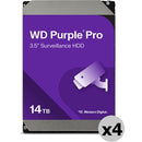 WD 14TB Purple Pro 7200 rpm SATA III 3.5" Internal Surveillance Hard Drive (Retail, 4-Pack)