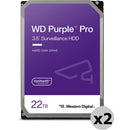 WD 22TB Purple Pro 7200 rpm SATA III 3.5" Internal Surveillance Hard Drive (Retail, 2-Pack)