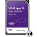 WD 22TB Purple Pro 7200 rpm SATA III 3.5" Internal Surveillance Hard Drive (Retail, 4-Pack)