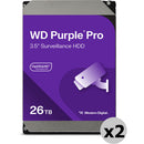 WD 26TB Purple Pro 7200 rpm SATA III 3.5" Internal Surveillance Hard Drive (Retail, 2-Pack)