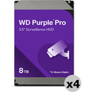 WD 8TB Purple Pro 7200 rpm SATA III 3.5" Internal Surveillance Hard Drive (Retail, 4-Pack)
