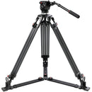 GVM S170 Aluminum Tripod with Fluid Head and Ground Spreader