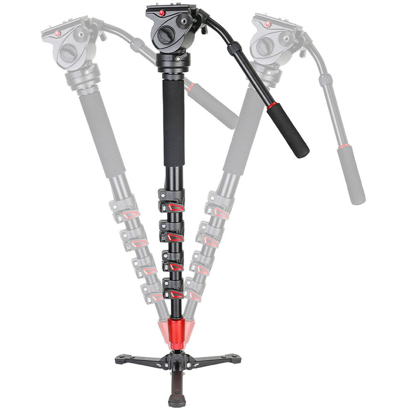 GVM D190 Aluminum 5-Section Monopod with Fluid Head