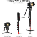 GVM D190 Aluminum 5-Section Monopod with Fluid Head