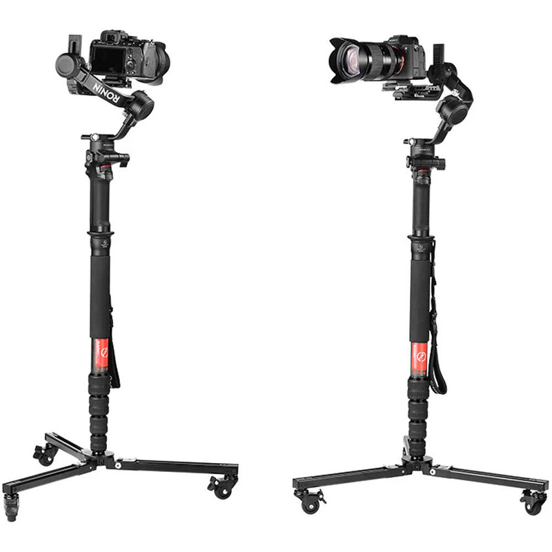 Sunwayfoto T1A20R Dolly with M3250C 5-Section Carbon Fiber Monopod