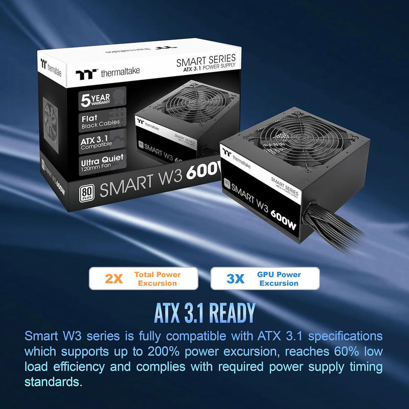 Thermaltake Smart W3 600W 80 PLUS Power Supply (Black)