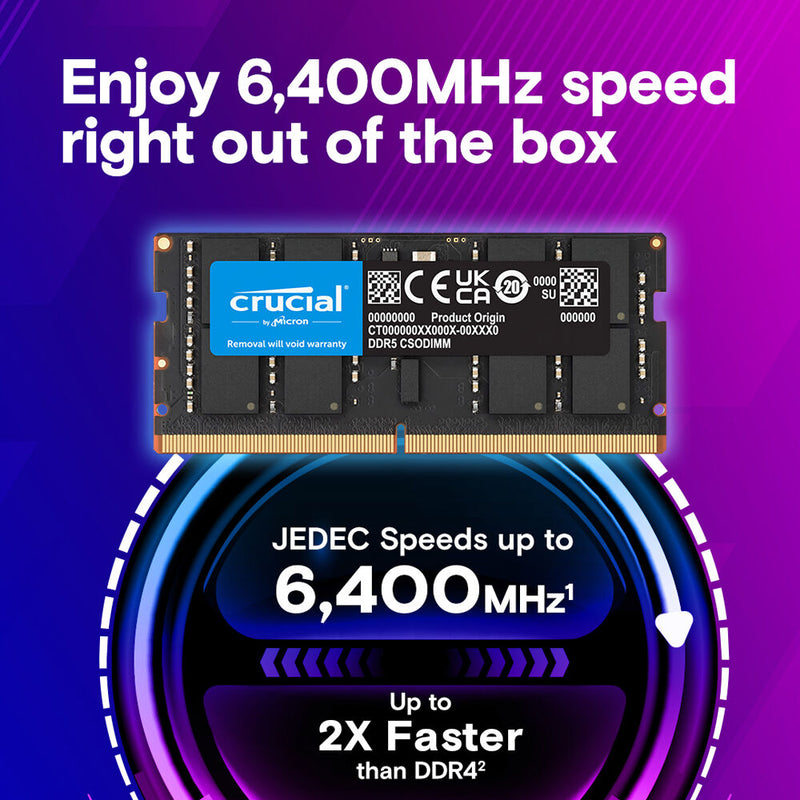 Crucial 48GB DDR5 6400 MHz CSO-DIMM Memory Kit (2 x 24GB)