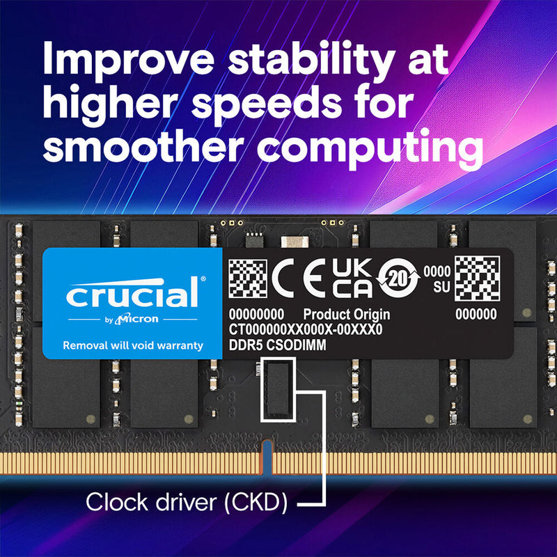 Crucial 48GB DDR5 6400 MHz CSO-DIMM Memory Kit (2 x 24GB)