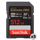 SanDisk 512GB Extreme PRO UHS-II SDXC Memory Card (5-Pack)
