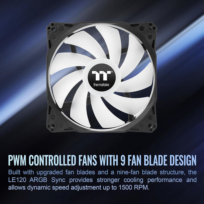 Thermaltake LE120 ARGB Sync PC Cooling Fan (3-Fan Pack, Black)