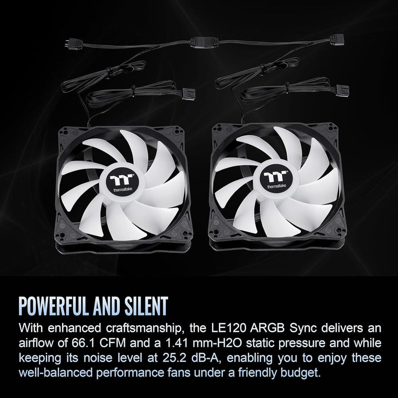 Thermaltake LE120 ARGB Sync PC Cooling Fan (3-Fan Pack, Black)