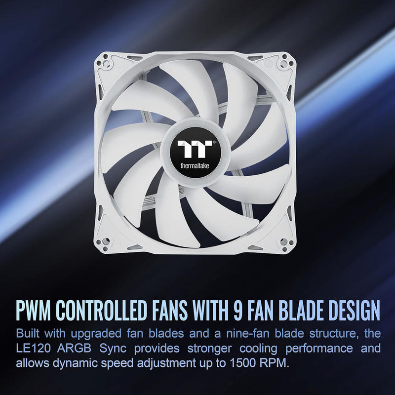 Thermaltake LE120 ARGB Sync PC Cooling Fan (3-Fan Pack, White)