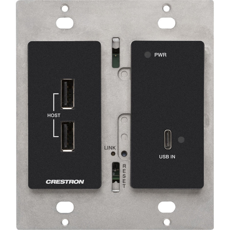 Crestron DM Essentials 4K60 Wall Plate Transmitter for USB-C Signal Extension over CatX Cable (Black)