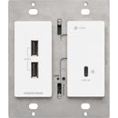 Crestron DM Essentials 4K60 Wall Plate Transmitter for USB-C Signal Extension over CatX Cable (White)