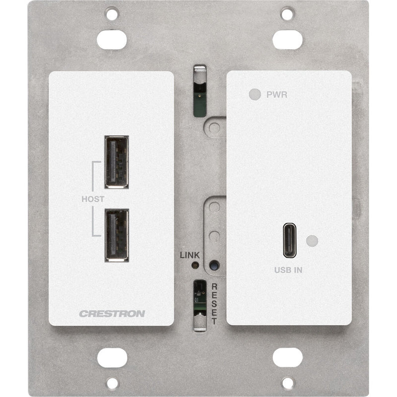Crestron DM Essentials 4K60 Wall Plate Transmitter for USB-C Signal Extension over CatX Cable (White)