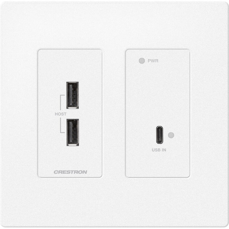 Crestron DM Essentials 4K60 Wall Plate Transmitter for USB-C Signal Extension over CatX Cable (White)