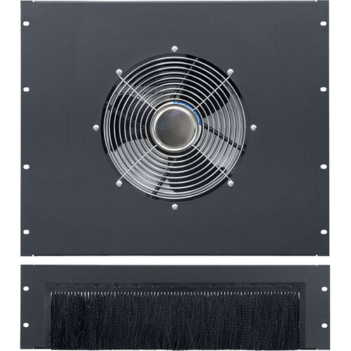 Lowell Manufacturing 3 RU Rack Top Brush Panel with 9 RU Fan Panel with Single 10" Fan