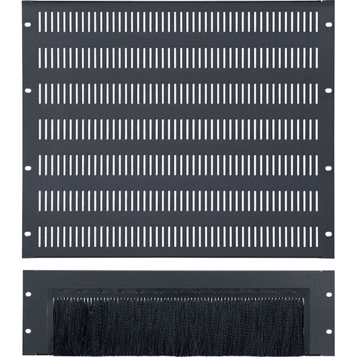 Lowell Manufacturing 3 RU Rack Top Brush Panel with 9 RU Slotted Vent Panel