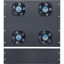 Lowell Manufacturing 3 RU Rack Top Knockout Panel with 9 RU Fan Panel with Four 4" Fans