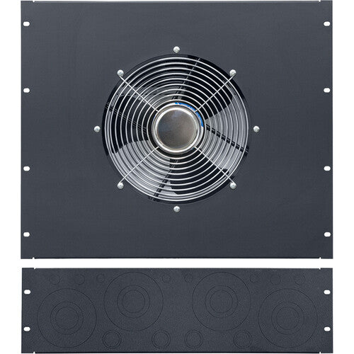 Lowell Manufacturing 3 RU Rack Top Knockout Panel with 9 RU Fan Panel with Single 10" Fan