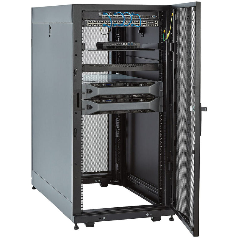 StarTech 4-Post Lockable 19" Server Rack Cabinet for Computer / AV / IT Equipment, Office / Home Network (Black, 25 RU)