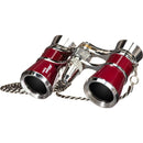 LaScala Optics 3x25 Carmen Opera Glasses with Red LED Flashlight (Burgundy & Silver)