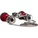 LaScala Optics 3x25 Carmen Opera Glasses with Red LED Flashlight (Burgundy & Silver)