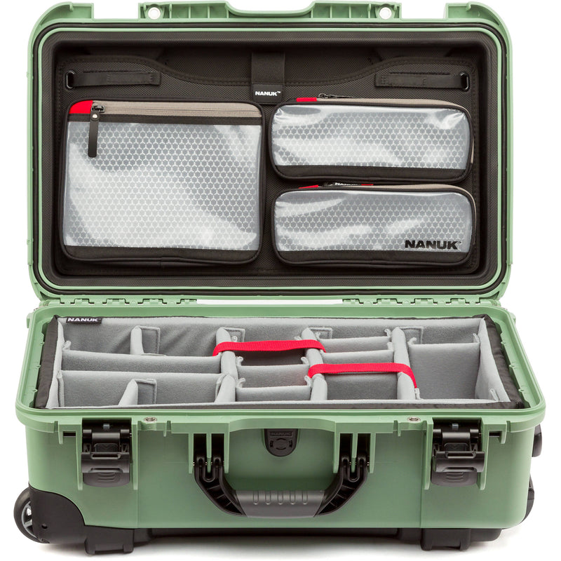 Nanuk 935 Wheeled Waterproof Hard Case Pro Photo/Video Kit with Padded Dividers & Lid Organizer (Sage, 28.5L)