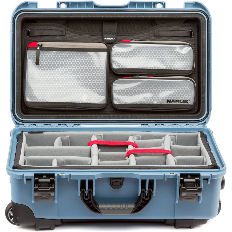 Nanuk 935 Wheeled Waterproof Hard Case Pro Photo/Video Kit with Padded Dividers & Lid Organizer (Blue, 28.5L)