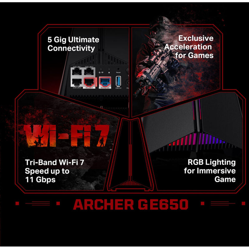 TP-Link Archer GE650 BE11000 Wireless Tri-Band 5G / 2.5G Gaming Router
