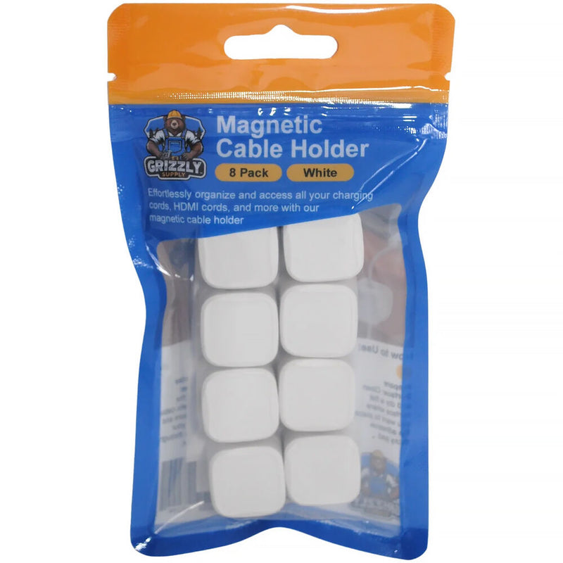 Grizzly Supply Magnetic Cable Clips (White, 8-Pack)