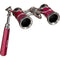 LaScala Optics 3x25 Iolanta Lorgnette Opera Glasses (Burgundy & Silver)