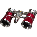 LaScala Optics 3x25 Aida Opera Glasses with Red Flashlight (Burgundy & Silver)