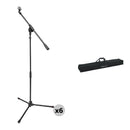 Gator Frameworks Compact Fixed Boom Mic Stand with Tripod Base and Carry Bag (6-Pack)