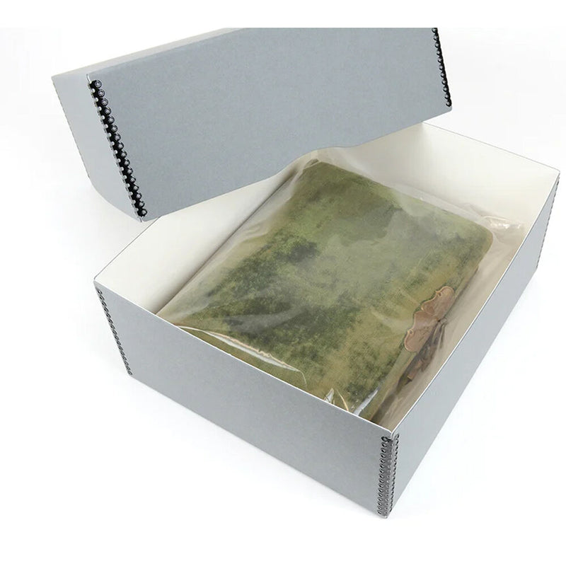 Archival Methods Deep 3" Flat Storage Box with Full Top (Gray, 13.75 x 19.5)