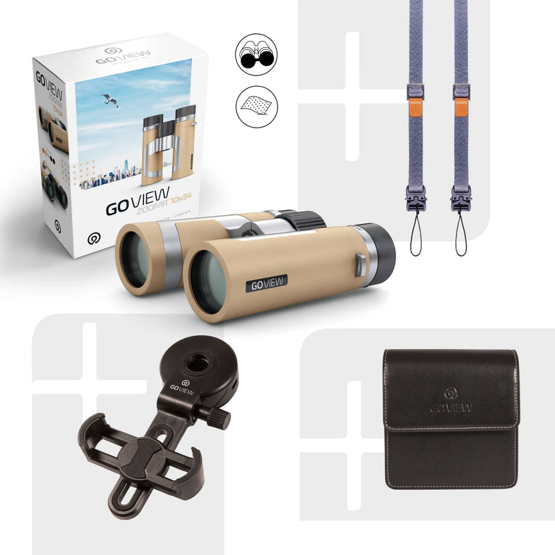 GOVIEW ZOOMR 10x34 Binoculars (Light Brown)
