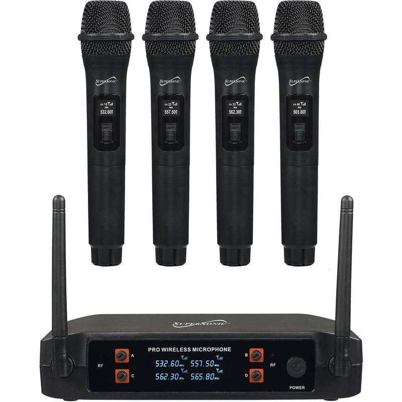 Supersonic 4-Channel Wireless Handheld Microphone System (2.4 GHz)