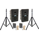 Anchor Audio Go Getter 2 Air X2 with 2 Wireless Belt Pack Transmitters, 2 Headband Mics, and 2 Speaker Stands