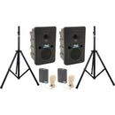 Anchor Audio Go Getter 2 Air X2 with 2 Wireless Belt Pack Transmitters, 2 Lavalier Mics, and 2 Speaker Stands