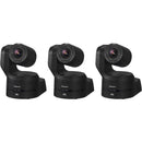 Panasonic Three AW-UE160 UHD 4K 20x PTZ Camera Bundle (Black)