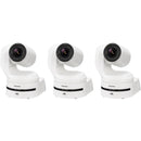 Panasonic Three AW-UE160 UHD 4K 20x PTZ Camera Bundle (White)