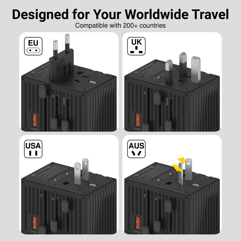 EZQuest WorldTravel 65W GaN 5-Port Wall Charger (Black)