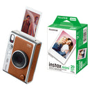 FUJIFILM INSTAX MINI EVO Hybrid Instant Camera with Film Kit (Brown, 20 Exposures)