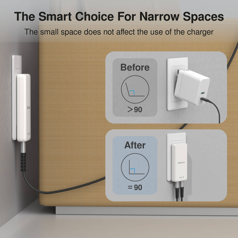 EZQuest UltraSlim 70W GaN II Dual USB-C PD Wall Charger (Black)