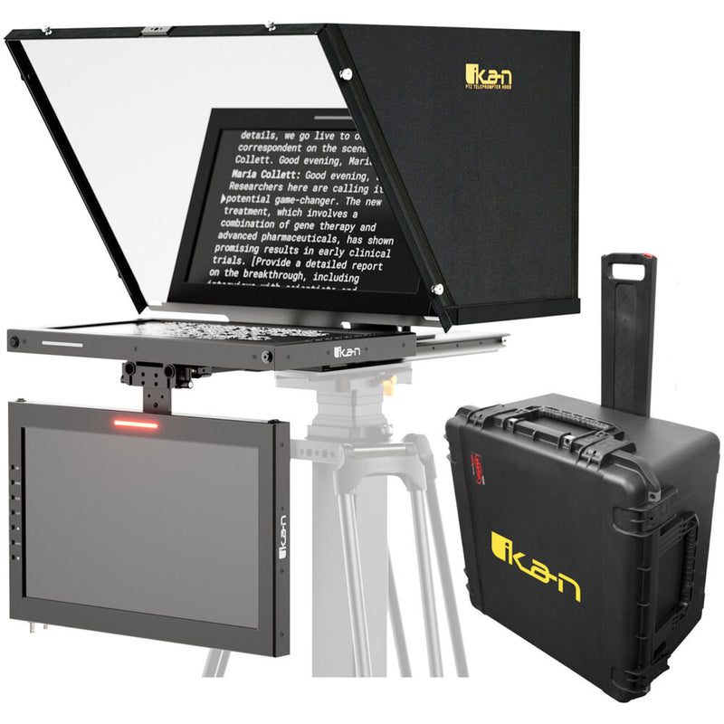 ikan Professional 15" SDI/HDMI PTZ Teleprompter Travel Kit with Widescreen Talent Monitor