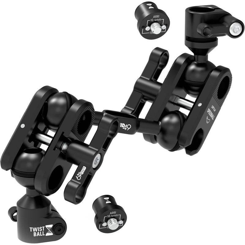 MID49 TWIST Ball 3" Monitor Arm with Two 1/4"-20 Spuds