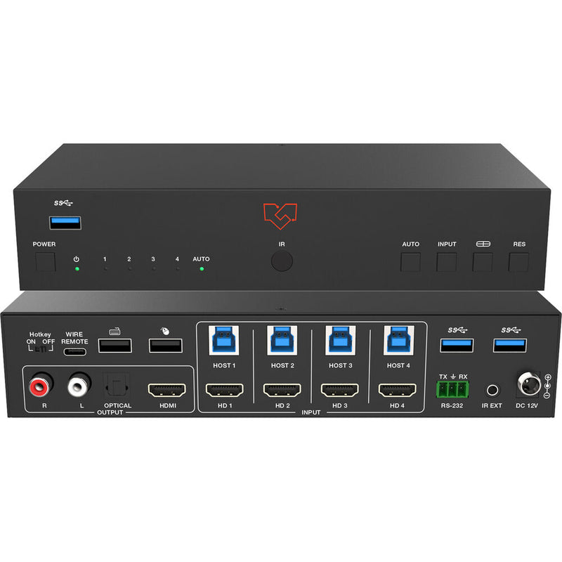 VigilLink 4x1 4K60 HDMI Seamless KVM Switcher with Multiviewer