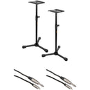 B&H Photo Video Studio Monitor Stands Kit with 1/4" TS to RCA Cables